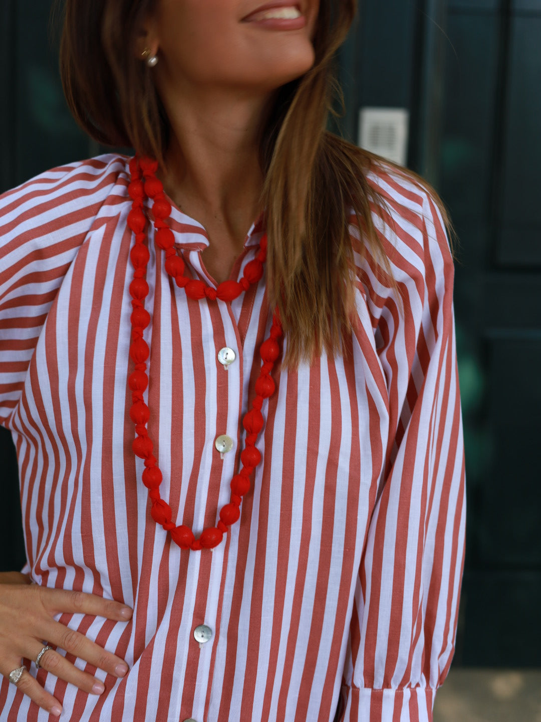 Vestido FRUFRU riscas vermelhas