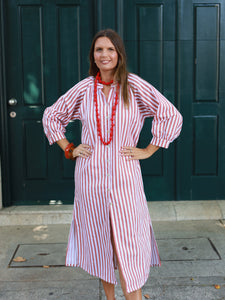 Vestido FRUFRU riscas vermelhas