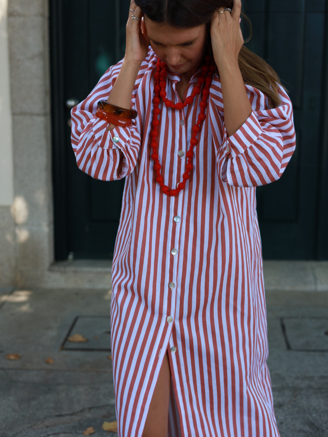 Vestido FRUFRU riscas vermelhas