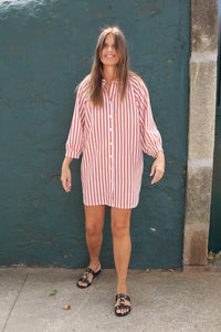 Vestido FRIDA studio riscas vermelhas