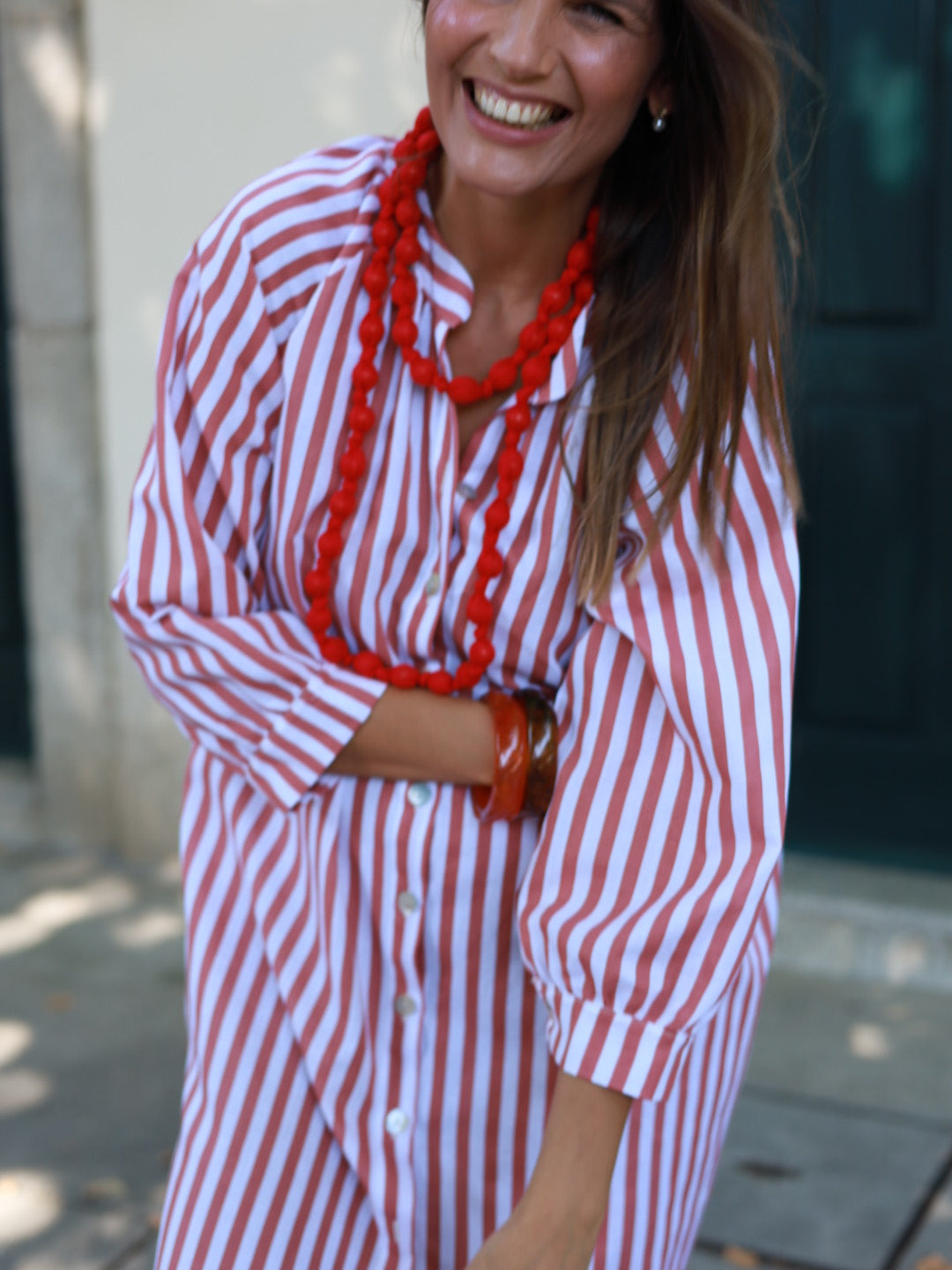 Vestido FRUFRU riscas vermelhas