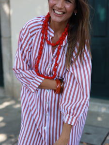 Vestido FRUFRU riscas vermelhas