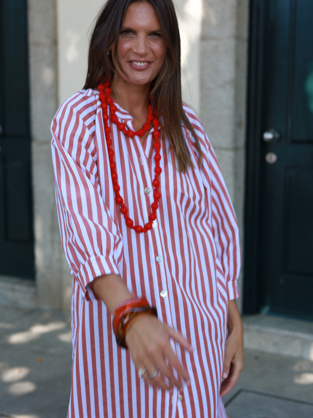 Vestido FRUFRU riscas vermelhas