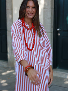 Vestido FRUFRU riscas vermelhas