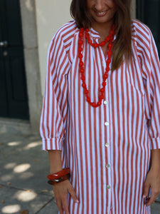 Vestido FRUFRU riscas vermelhas