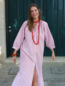 Vestido FRUFRU riscas vermelhas