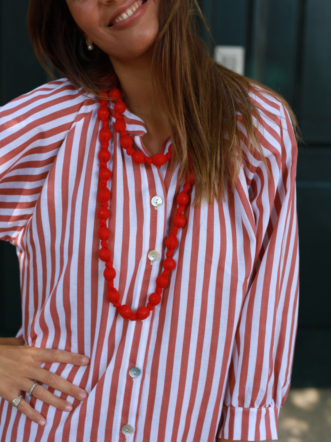 Vestido FRUFRU riscas vermelhas
