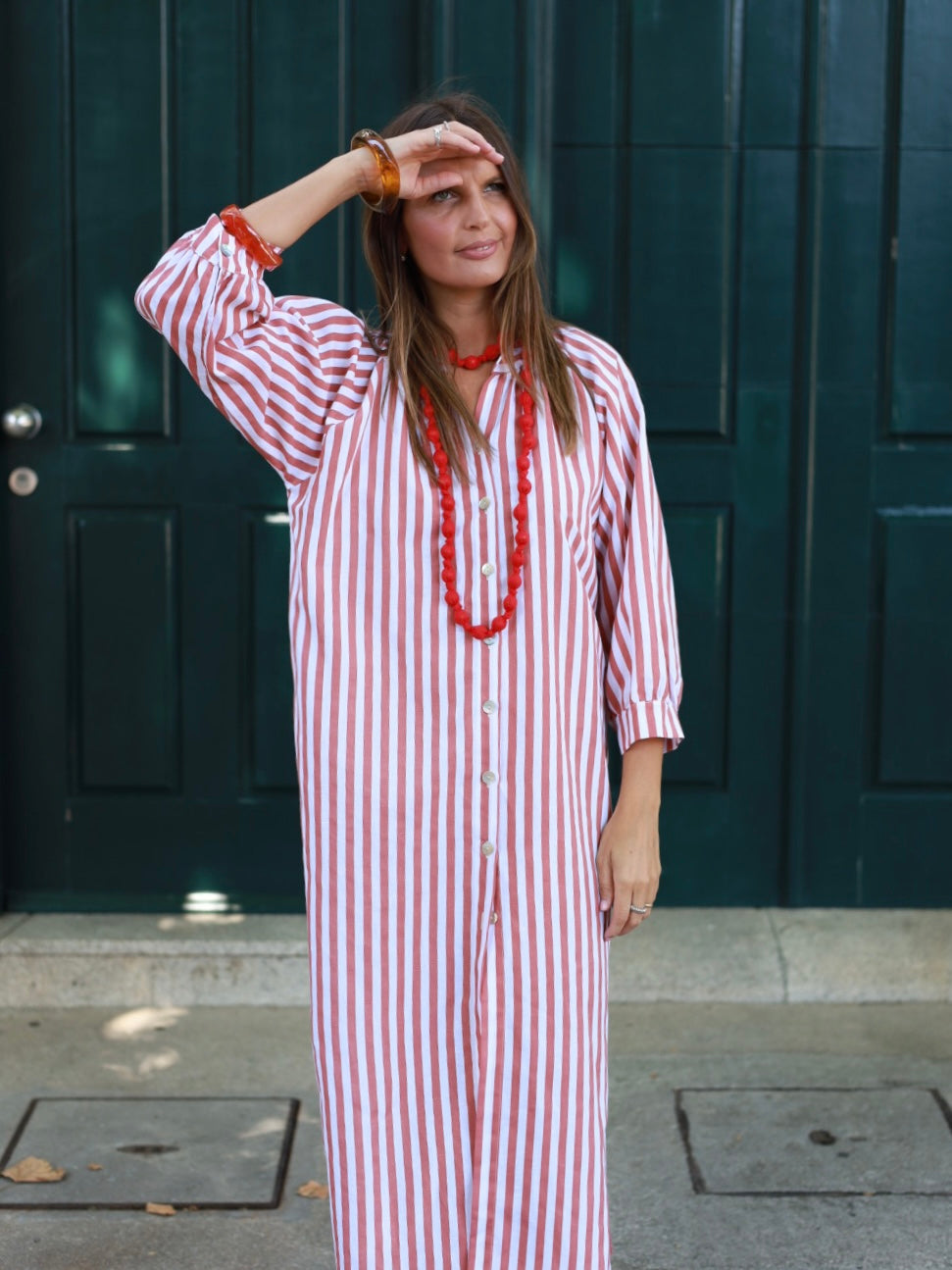 Vestido FRUFRU riscas vermelhas