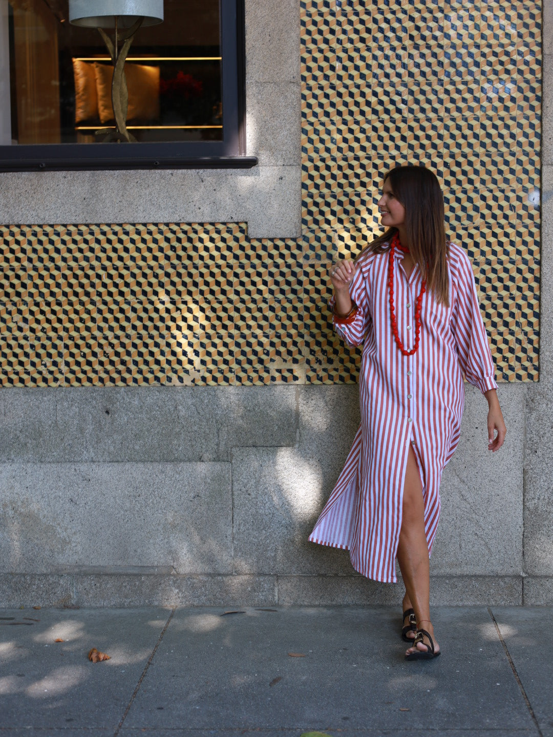 Vestido FRUFRU riscas vermelhas
