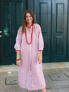 Vestido FRUFRU riscas vermelhas