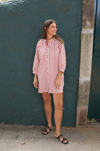 Vestido FRIDA studio riscas vermelhas