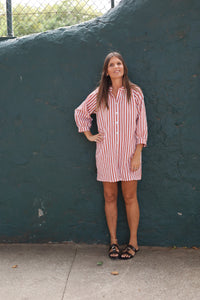 Vestido FRIDA studio riscas vermelhas